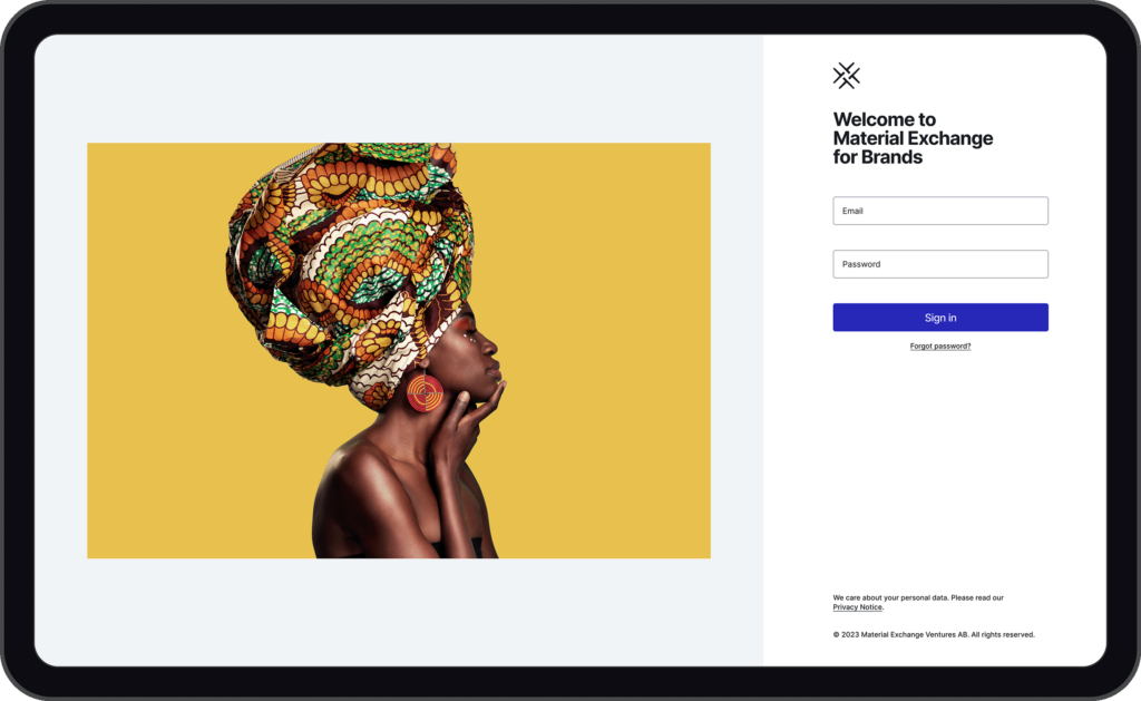 Screenshot of Sign In Page for Material Exchange