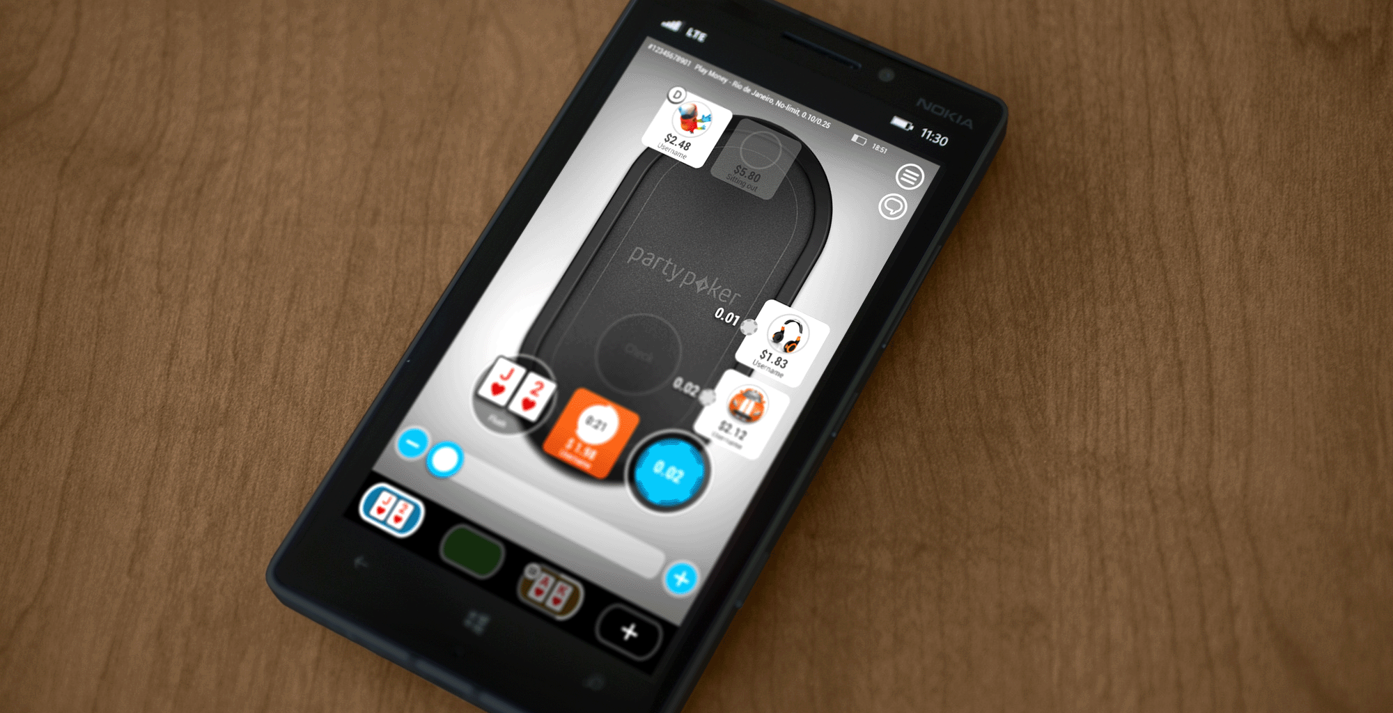 Poker App on Windows Phone Device